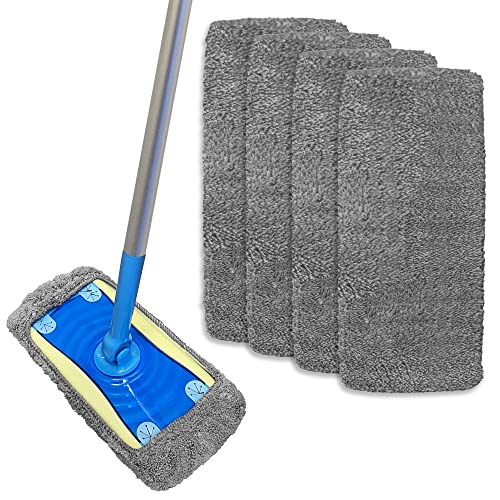 TDBS The Dustpan and Brush Store 4 stuks microvezel dweilpads vervanging voor laminaatvloer dweil herbruikbare dweilkop, flash dweil navulpads absorberend en machinewasbaar, vloerreiniger dweil of platte dweil voor hout, tegels, marmer