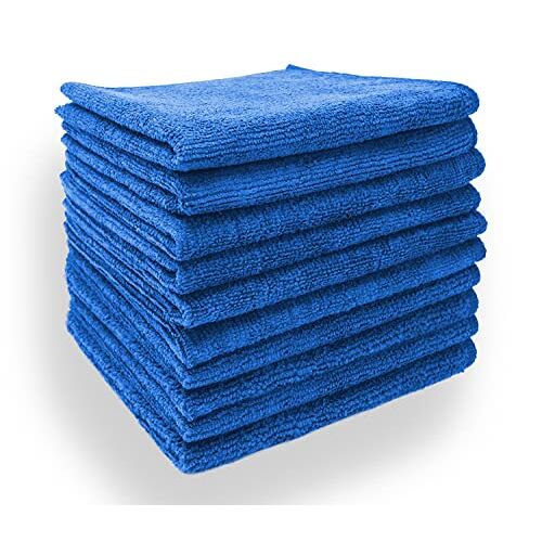 SBS Microvezeldoeken 10 stuks   30 x 30 cm   blauw   wasbaar   voor huishouden, auto motorfiets etc.   poetsdoeken   poetsdoeken   huishouddoeken   stofdoek