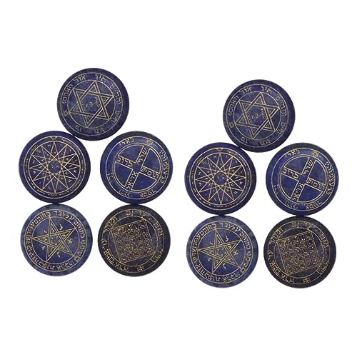 NIYANGLE 10 Stuks Jodendom Decor Ronde Steen Energie Stenen Lapis Lazuli Amulet Stenen Religieus Sterkristal