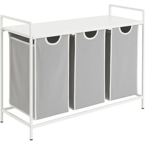 Relaxdays wasmand met 3 waszakken, met plank, 120L, metalen frame, wit-grijs, 72x92.5x33 cm Relaxdays wasmand met 3 waszakken, met plank, 120L, metalen frame, wit-grijs, 72x92.5x33 cm