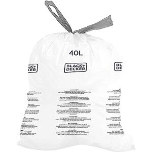 Black & Decker BXBB00040E 40L afvalzakken met trekkoord, 20 stuks, wit Black & Decker BXBB00040E 40L afvalzakken met trekkoord, 20 stuks, wit