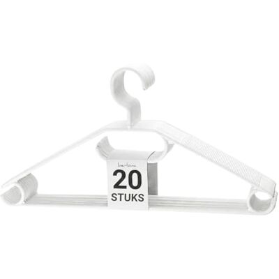 Berlona Kledinghangers met 360° Draaibare Haak Set van 20 Antislip Kunststof Hangers Ruimtebesparend Design Gemaakt in Europa Voor Lichte Jassen, Truien, Overhemden en Stropdassen Wit Berlona Kledinghangers met 360° Draaibare Haak Set van 20 Antislip Kunststof Hangers Ruimtebesparend Design Gemaakt in Europa Voor Lichte Jassen, Truien, Overhemden en Stropdassen Wit