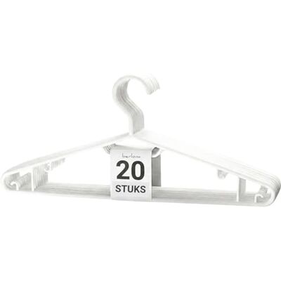 Berlona Kledinghangers 20 Stuks Wit Kunststof hangers met Zijhaken Klassiek Design, Licht en Multifunctioneel Voor Jassen, Jurken, Overhemden, Truien, Stropdassen en Broeken Berlona Kledinghangers 20 Stuks Wit Kunststof hangers met Zijhaken Klassiek Design, Licht en Multifunctioneel Voor Jassen, Jurken, Overhemden, Truien, Stropdassen en Broeken