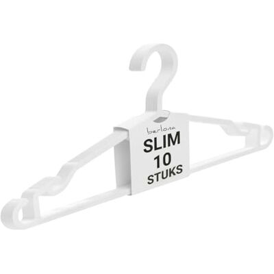 Berlona Ultradunne Kledinghangers 10 Stuks Wit Echt Ruimtebesparende Kunststofhangers, Ultradun & Antislip Voor Hemden, Lichte Jurken, Tops, T-Shirts van Delicate Stoffen Berlona Ultradunne Kledinghangers 10 Stuks Wit Echt Ruimtebesparende Kunststofhangers, Ultradun & Antislip Voor Hemden, Lichte Jurken, Tops, T-Shirts van Delicate Stoffen