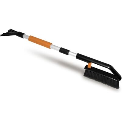 ToM PaR Autoborstel en schraper 2 in 1 Bezem en schraper voor het reinigen van autosneeuw Uitschuifbare telescoopsteel Ergonomische handgreep Lengte: 82-110 cm Oranje ToM PaR Autoborstel en schraper 2 in 1 Bezem en schraper voor het reinigen van autosneeuw Uitschuifbare telescoopsteel Ergonomische handgreep Lengte: 82-110 cm Oranje