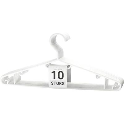 Berlona Kledinghangers 10 Stuks Wit Kunststof hangers met Zijhaken Klassiek Design, Licht en Multifunctioneel Voor Jassen, Jurken, Overhemden, Truien, Stropdassen en Broeken Berlona Kledinghangers 10 Stuks Wit Kunststof hangers met Zijhaken Klassiek Design, Licht en Multifunctioneel Voor Jassen, Jurken, Overhemden, Truien, Stropdassen en Broeken
