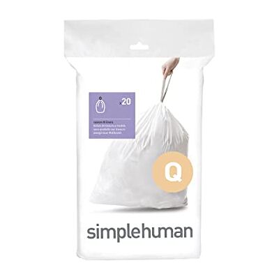 simplehuman CW0176 code Q maatwerk afvalzakken, vuilniszakken, 50-65 liter, pak van 20, wit plastic simplehuman CW0176 code Q maatwerk afvalzakken, vuilniszakken, 50-65 liter, pak van 20, wit plastic
