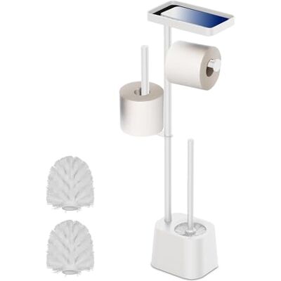 Relaxdays toiletbutler met plankje, wc-borstel en reservehouder, 65,5x29x11,5 cm, wit Relaxdays toiletbutler met plankje, wc-borstel en reservehouder, 65,5x29x11,5 cm, wit