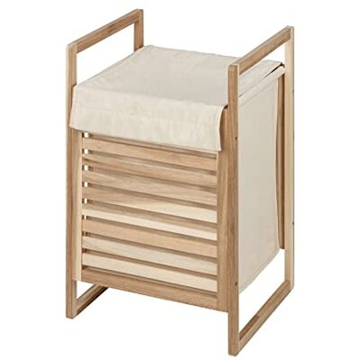 WENKO Wasmand Acina, hoogwaardige wasmand van natuurlijk acaciahout, ecologisch FSC®-gecertificeerd, met uitneembare waszak en deksel, inhoud 40 l, 40 x 60 x 35 cm WENKO Wasmand Acina, hoogwaardige wasmand van natuurlijk acaciahout, ecologisch FSC®-gecertificeerd, met uitneembare waszak en deksel, inhoud 40 l, 40 x 60 x 35 cm