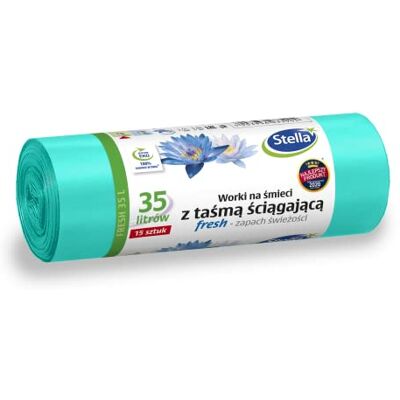 Stella pack Stella Afvalzakken met trekband FRESH verse geur 35L 15 stuks Stella pack Stella Afvalzakken met trekband FRESH verse geur 35L 15 stuks