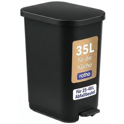 Rotho Orbe Vuilnisbak met Deksel en Voetpedaal, 35 Liter, Onderhoudsvriendelijke Kunststof (PP), BPA-vrij, Antraciet, 40 x 28,5 x 51,3 cm Rotho Orbe Vuilnisbak met Deksel en Voetpedaal, 35 Liter, Onderhoudsvriendelijke Kunststof (PP), BPA-vrij, Antraciet, 40 x 28,5 x 51,3 cm