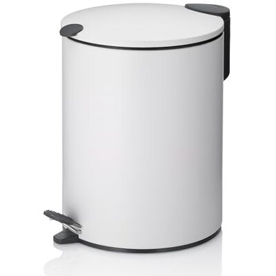 Kela Cosmetica-emmer 5 l wit mat, Silent-Close-deksel, pedaalemmer badkamer MATS, badafvalemmer met binnenemmer en draaggreep Kela Cosmetica-emmer 5 l wit mat, Silent-Close-deksel, pedaalemmer badkamer MATS, badafvalemmer met binnenemmer en draaggreep