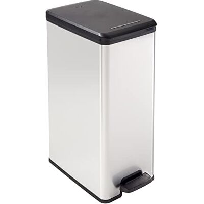 Curver Decobin Slim Pedaalemmer 40L Metallic Curver Decobin Slim Pedaalemmer 40L Metallic