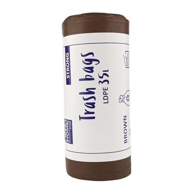 IDEA HOME LDPE Afvalzakken, 20 stuks, zeer duurzaam, voor gerecyclede containers, voor de keuken, 35 l, bruin IDEA HOME LDPE Afvalzakken, 20 stuks, zeer duurzaam, voor gerecyclede containers, voor de keuken, 35 l, bruin
