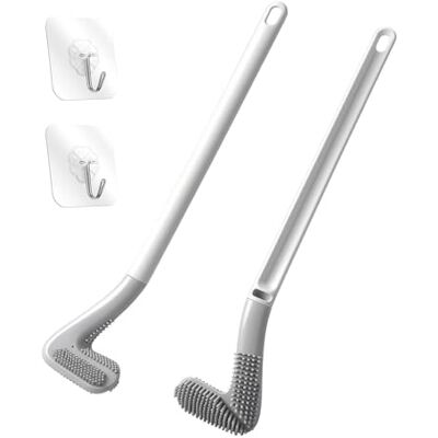 Homgaty Set van 2 golftoiletborstels, lange handgreep golfborstelkop toiletborstel, flexibele buigbare siliconen golftoiletpot reinigingsborstel, toiletborstels voor badkamer 360 zonder doodlopende Homgaty Set van 2 golftoiletborstels, lange handgreep golfborstelkop toiletborstel, flexibele buigbare siliconen golftoiletpot reinigingsborstel, toiletborstels voor badkamer 360 zonder doodlopende