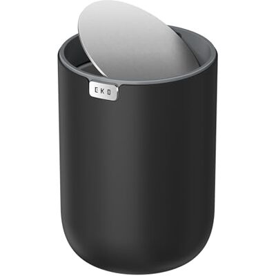 EKO Fandy 2,2 l mini-prullenbak met deksel, zwenkbaar, desktop-prullenbak voor badkamer, aanrecht, ijdelheid, bureau of kantoor, kleine vuilnisbak (zwart) EKO Fandy 2,2 l mini-prullenbak met deksel, zwenkbaar, desktop-prullenbak voor badkamer, aanrecht, ijdelheid, bureau of kantoor, kleine vuilnisbak (zwart)