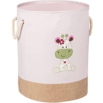 WENKO Wasverzamelaar voor kids Greta roze, ronde waszak voor kinderen in moderne lichtroze kleur met leuke giraffenprint en twee katoenen handvatten, 63 liter opbergruimte in één vak, Ø 40 × 50 cm WENKO Wasverzamelaar voor kids Greta roze, ronde waszak voor kinderen in moderne lichtroze kleur met leuke giraffenprint en twee katoenen handvatten, 63 liter opbergruimte in één vak, Ø 40 × 50 cm