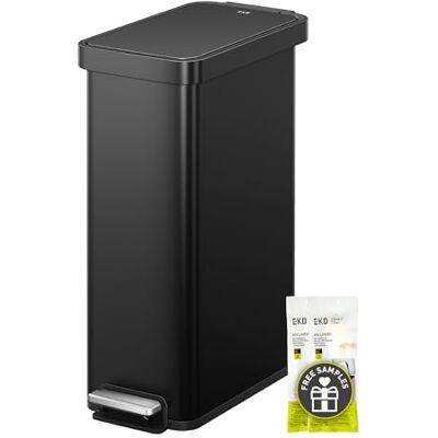 EKO Hudson Slim 50L/13,2 Gallon Keuken Prullenbak met Deksel, RVS Stap Vuilnisbak voor Keuken of Thuis, Ruimtebesparende Vuilnisbak met Soft Close Deksel, Stay-Open, Liner Ring, Mat Zwart EKO Hudson Slim 50L/13,2 Gallon Keuken Prullenbak met Deksel, RVS Stap Vuilnisbak voor Keuken of Thuis, Ruimtebesparende Vuilnisbak met Soft Close Deksel, Stay-Open, Liner Ring, Mat Zwart