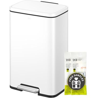 EKO Madison Matte White 13.2 Gallon (50L) Stap Keuken Prullenbak w/Inner Liner EKO Madison Matte White 13.2 Gallon (50L) Stap Keuken Prullenbak w/Inner Liner