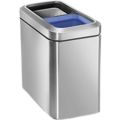 simplehuman CW1470 20 liter, smalle open recycler, afvalscheidingssysteem 2 vakken, kantoor vuilnisemmer, afvalscheiding, recycling, geborsteld staal, 5 jaar garantie simplehuman CW1470 20 liter, smalle open recycler, afvalscheidingssysteem 2 vakken, kantoor vuilnisemmer, afvalscheiding, recycling, geborsteld staal, 5 jaar garantie