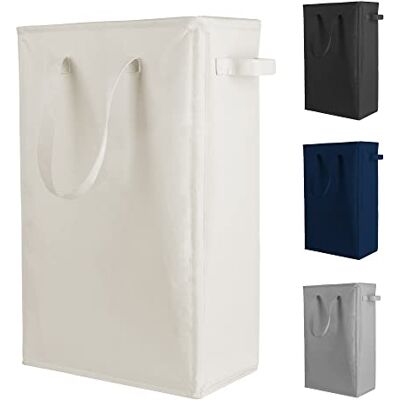 Odonata Slanke wasmand handvatten opvouwbare wasmand dunne vuile wasmand smalle waszak opvouwbare vuile mand 45 l (beige) Odonata Slanke wasmand handvatten opvouwbare wasmand dunne vuile wasmand smalle waszak opvouwbare vuile mand 45 l (beige)