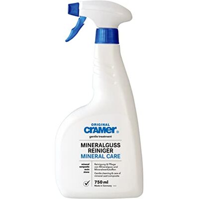 Cramer Mineraal gegoten badkamerreiniger 750 ml tegen kalk en vuil sproeireiniger voor mineraal gieten, wastafels en badkuipen zachte speciale reiniger voor glanzende en matte Cramer Mineraal gegoten badkamerreiniger 750 ml tegen kalk en vuil sproeireiniger voor mineraal gieten, wastafels en badkuipen zachte speciale reiniger voor glanzende en matte