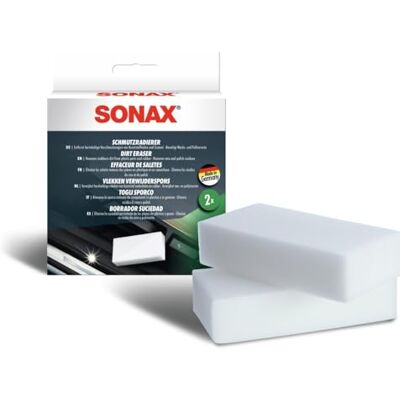 SONAX Vlekken VerwijderSpons (2 stuks) voor het verwijderen van hardnekkig vuil van kunststof onderdelen in het auto-interieur Art-Nr. 04160000 SONAX Vlekken VerwijderSpons (2 stuks) voor het verwijderen van hardnekkig vuil van kunststof onderdelen in het auto-interieur Art-Nr. 04160000