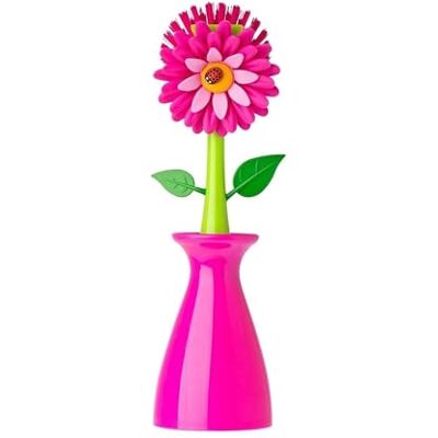 VIGAR Flower Power Originele afwasborstel met standaard, roze, 8 x 7 x 26 cm VIGAR Flower Power Originele afwasborstel met standaard, roze, 8 x 7 x 26 cm