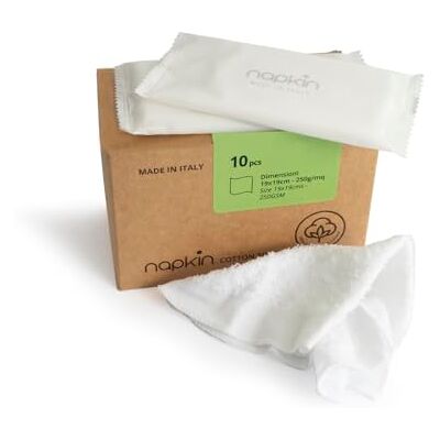 Napkin Cotton verfrissende doek van puur katoen op basis van biologische aloë vera bergamottegeur, dermatologisch getest, herbruikbaar en biologisch afbreekbaar verpakking van 10 stuks Napkin Cotton verfrissende doek van puur katoen op basis van biologische aloë vera bergamottegeur, dermatologisch getest, herbruikbaar en biologisch afbreekbaar verpakking van 10 stuks