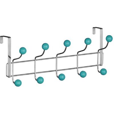 Premier Housewares Deurgarderobe, 10 haken turquoise, chroom, kunststof, 12x41x17 Premier Housewares Deurgarderobe, 10 haken turquoise, chroom, kunststof, 12x41x17