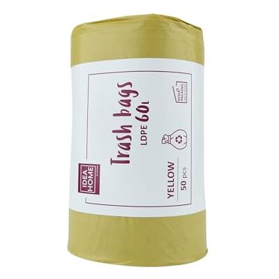 IDEA HOME 50 stuks LDPE afvalzakken afvalscheiding geel 60 l IDEA HOME 50 stuks LDPE afvalzakken afvalscheiding geel 60 l