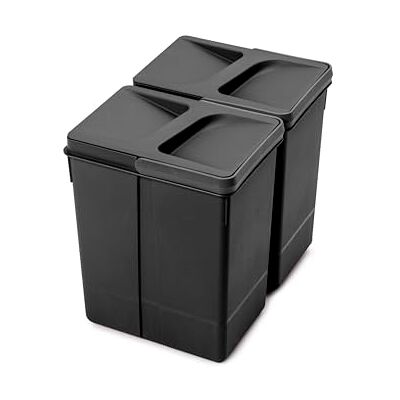 Emuca Recyclingcontainer voor keukenlade, H 266 mm (1 x 7 L), Zwarte kunststof Emuca Recyclingcontainer voor keukenlade, H 266 mm (1 x 7 L), Zwarte kunststof