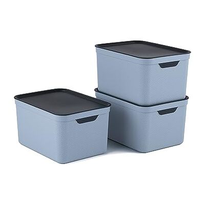 jive be organized Jive Dekobox Set van 3 opbergdozen 16l met deksel, Plastic (gerecycled PP), blauw/antraciet, 3x16l (37.5 x 27.8 x 29.8 cm) jive be organized Jive Dekobox Set van 3 opbergdozen 16l met deksel, Plastic (gerecycled PP), blauw/antraciet, 3x16l (37.5 x 27.8 x 29.8 cm)