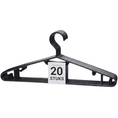 Berlona Kledinghangers 20 Stuks Zwart Kunststof hangers met Zijhaken Klassiek Design, Licht en Multifunctioneel Voor Jassen, Jurken, Overhemden, Truien, Stropdassen en Broeken Berlona Kledinghangers 20 Stuks Zwart Kunststof hangers met Zijhaken Klassiek Design, Licht en Multifunctioneel Voor Jassen, Jurken, Overhemden, Truien, Stropdassen en Broeken