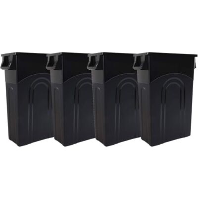 United Highboy Afvalcontainer Ruimtebesparend slank profiel en eenvoudige verwijdering van vuilniszakken voor binnen of buiten, 4-pack, zwart, 4 stuks United Highboy Afvalcontainer Ruimtebesparend slank profiel en eenvoudige verwijdering van vuilniszakken voor binnen of buiten, 4-pack, zwart, 4 stuks