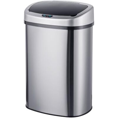 Relaxdays afvalbak met sensor, 50 l, elektrisch deksel, zilver afvalzakhouder, keukenafvalbak Relaxdays afvalbak met sensor, 50 l, elektrisch deksel, zilver afvalzakhouder, keukenafvalbak