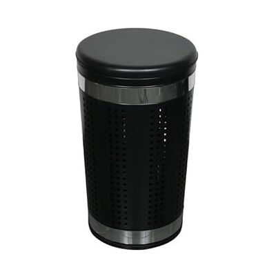 MSV Wasmand Dubai zwart RVS metaal 46 liter afsluitbaar deksel 35 x 60 cm MSV Wasmand Dubai zwart RVS metaal 46 liter afsluitbaar deksel 35 x 60 cm