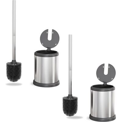 ToiletTree Products Toiletborstel met deksel Slanke toiletborstel en houder Toiletschrobborstel set met zware basis Toiletpot met deksel reinigingsborstel en houder chroom (2 stuks) ToiletTree Products Toiletborstel met deksel Slanke toiletborstel en houder Toiletschrobborstel set met zware basis Toiletpot met deksel reinigingsborstel en houder chroom (2 stuks)