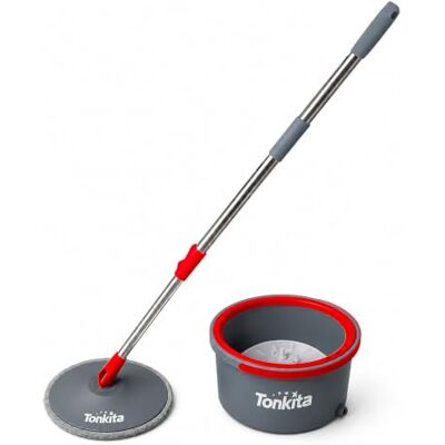 Tonkita Spin Mop Systeem – Hygiënische reiniging met roterende weerstand en 360° draaibare verbinding Tonkita Spin Mop Systeem – Hygiënische reiniging met roterende weerstand en 360° draaibare verbinding