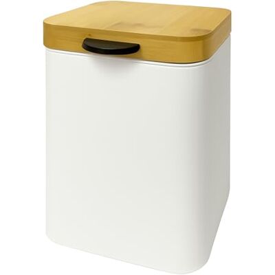 Relaxdays badkamer prullenbak hangend 3L softclose met emmer, metaal, wit-natuur 25x16.5x16.5 cm Relaxdays badkamer prullenbak hangend 3L softclose met emmer, metaal, wit-natuur 25x16.5x16.5 cm