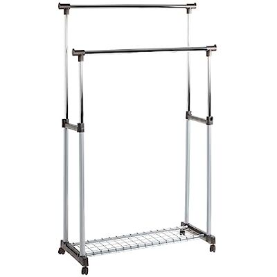 HAKU Kapstok op wielen aluminium, chroom, grijs, Kunststof, metaal Maat: B 95 cm x H 95-170 cm x D 43 cm, Stijl: Modern HAKU Kapstok op wielen aluminium, chroom, grijs, Kunststof, metaal Maat: B 95 cm x H 95-170 cm x D 43 cm, Stijl: Modern