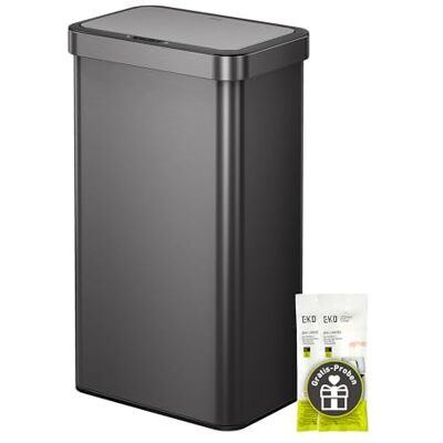 EKO Afvalemmer met sensor, 80 liter, grote afvalemmer met automatische dekselopening, soft-close-deksel, vingerafdrukvrij roestvrij staal, zakhouder, elektrische vuilnisemmer met Stay-Open-functie EKO Afvalemmer met sensor, 80 liter, grote afvalemmer met automatische dekselopening, soft-close-deksel, vingerafdrukvrij roestvrij staal, zakhouder, elektrische vuilnisemmer met Stay-Open-functie