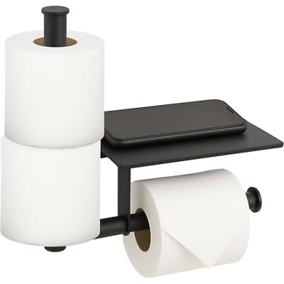 Relaxdays toilethouder met opbergvak voor mobiel en sleutels, metaal, 27 x 28 x 10.5 cm, zwart Relaxdays toilethouder met opbergvak voor mobiel en sleutels, metaal, 27 x 28 x 10.5 cm, zwart