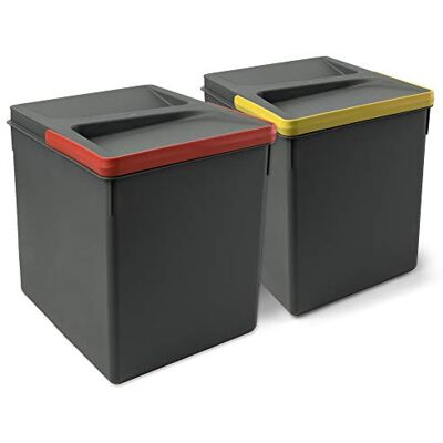 Emuca Recyclingcontainer voor keukenlade Recycle met geurdicht dekse, H 266 mm (2 x 15 L), Plastic Antracietgrijs Emuca Recyclingcontainer voor keukenlade Recycle met geurdicht dekse, H 266 mm (2 x 15 L), Plastic Antracietgrijs
