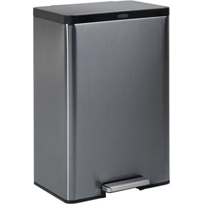 Rubbermaid Elite Roestvrijstalen pedaalemmer, 45,4 l, antraciet, afvalbak voor thuis/keuken/garage/appartement/kantoor Rubbermaid Elite Roestvrijstalen pedaalemmer, 45,4 l, antraciet, afvalbak voor thuis/keuken/garage/appartement/kantoor