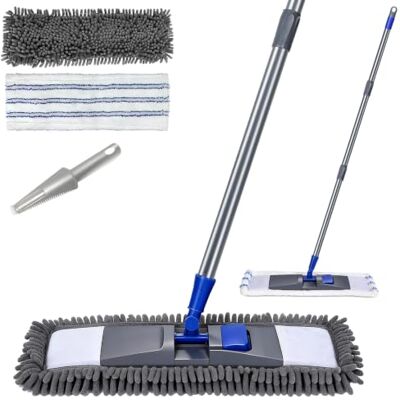 MASTERTOP Professionele Microfiber Mop Rvs Handvat Platte Magic Mop 2 Gratis Vervangbare Mop Hoofd Grootte 18x4.8 inch MASTERTOP Professionele Microfiber Mop Rvs Handvat Platte Magic Mop 2 Gratis Vervangbare Mop Hoofd Grootte 18x4.8 inch