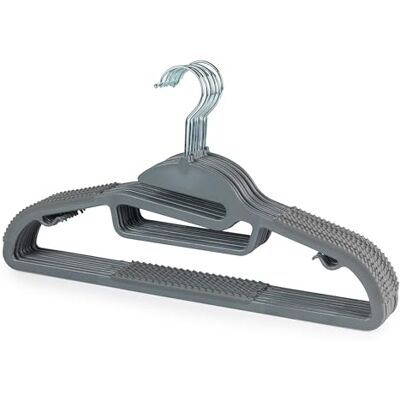 Beldray LA070598GRYFEU7 Slimline Clothes Hangers – 8 Pack, Sturdy Suit Hangers, Multifunctional Garment Coat Hangers, Trouser Bar, S-Shaped, Wardrobe Organiser, Strong and Durable, Ultra-Thin, Grey Beldray LA070598GRYFEU7 Slimline Clothes Hangers – 8 Pack, Sturdy Suit Hangers, Multifunctional Garment Coat Hangers, Trouser Bar, S-Shaped, Wardrobe Organiser, Strong and Durable, Ultra-Thin, Grey