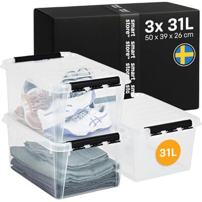 Smartstore 32l Heldere Plastic Opslagboxen - Versterkt, 10 Jaar Smartstore 32l Heldere Plastic Opslagboxen - Versterkt, 10 Jaar