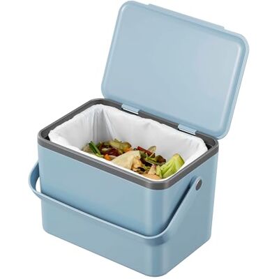 EKO Deco Food Waste Caddy Aanrecht Bin voor composteerbaar afval Perfect voor keuken en huis, titanium blauw, 4liter EKO Deco Food Waste Caddy Aanrecht Bin voor composteerbaar afval Perfect voor keuken en huis, titanium blauw, 4liter
