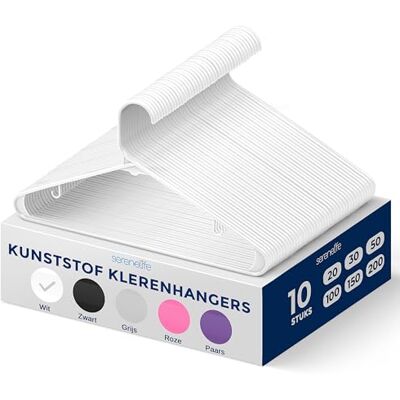 SereneLife Kleerhanger Plastic Hangers Antislip Ruimtebesparende Kledinghangers 10 Stuks Duurzaam en Sterk voor Hemden, Truien, Hoodies, Kinderkleding en Jurken Lichtgewicht Wit SereneLife Kleerhanger Plastic Hangers Antislip Ruimtebesparende Kledinghangers 10 Stuks Duurzaam en Sterk voor Hemden, Truien, Hoodies, Kinderkleding en Jurken Lichtgewicht Wit